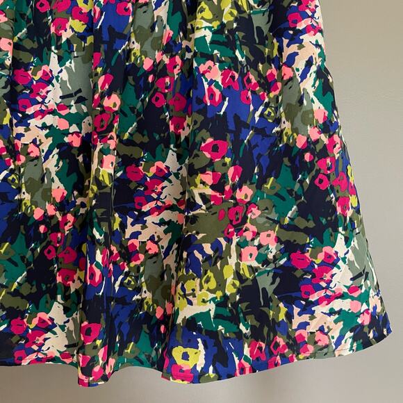J Crew Floral Skirt A-Line Size 2 Flowy Chiffon Blue Pink Green White Colorful - Picture 7 of 15